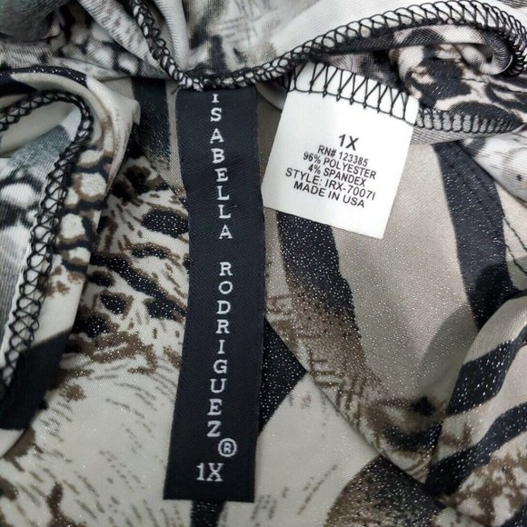 Isabella Rodriguez Top Plus Size 1X Open Front Animal Print Shimmer Stretch - Picture 6 of 7